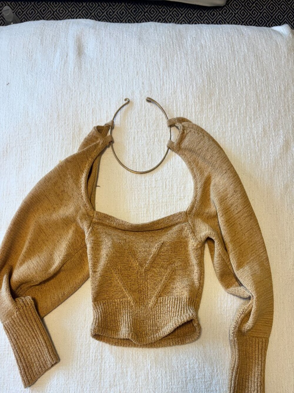 Cult Gaia Knit Gold Hoop Crop Top